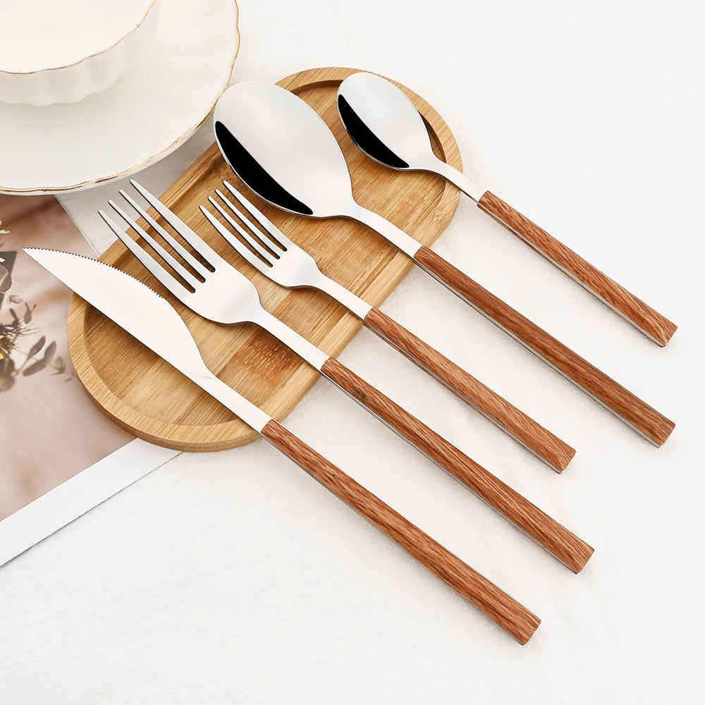 Bamboo Cutlery - Ensemble de couverts en acier inoxydable