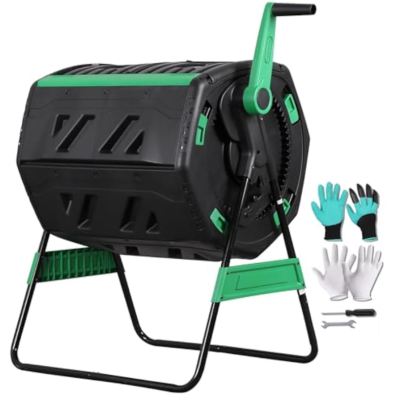 Compost Bin - Composteur rotatif à deux sections de